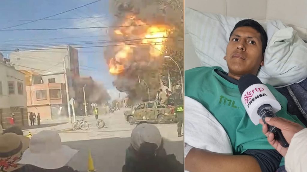 Momento de las explosiones registradas en el Regimiento de Viacha