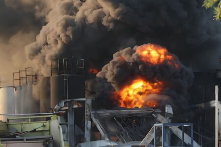 El fuego sigue activo tras incendio en fábrica de pinturas